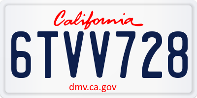 CA license plate 6TVV728