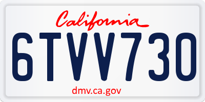 CA license plate 6TVV730