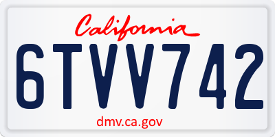 CA license plate 6TVV742