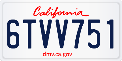 CA license plate 6TVV751