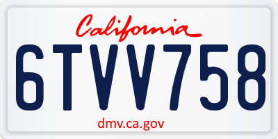 CA license plate 6TVV758