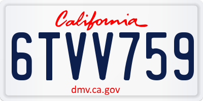 CA license plate 6TVV759