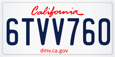 CA license plate 6TVV760