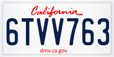 CA license plate 6TVV763