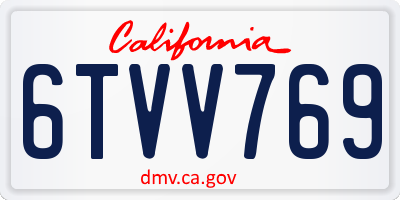 CA license plate 6TVV769