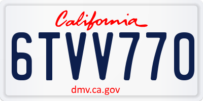 CA license plate 6TVV770