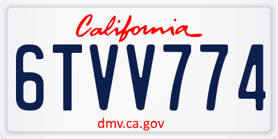 CA license plate 6TVV774