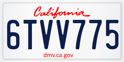 CA license plate 6TVV775