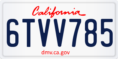 CA license plate 6TVV785