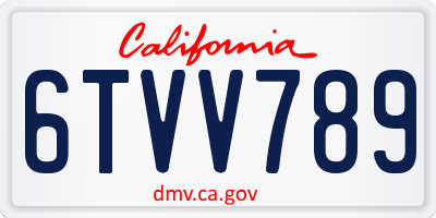 CA license plate 6TVV789