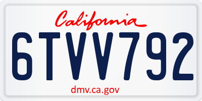 CA license plate 6TVV792