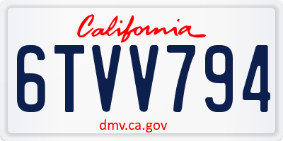 CA license plate 6TVV794