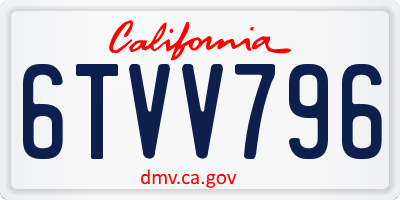 CA license plate 6TVV796