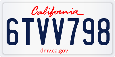 CA license plate 6TVV798
