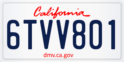 CA license plate 6TVV801