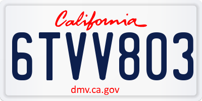 CA license plate 6TVV803