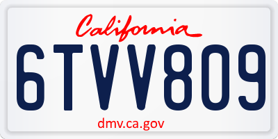 CA license plate 6TVV809