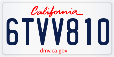 CA license plate 6TVV810