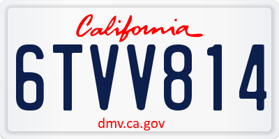 CA license plate 6TVV814