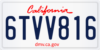 CA license plate 6TVV816