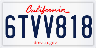 CA license plate 6TVV818