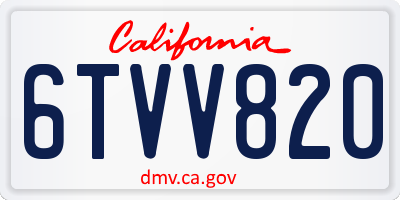 CA license plate 6TVV820