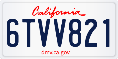 CA license plate 6TVV821