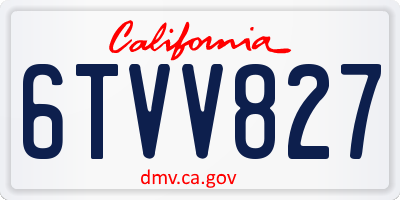 CA license plate 6TVV827