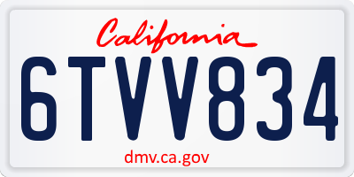CA license plate 6TVV834