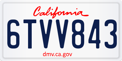 CA license plate 6TVV843