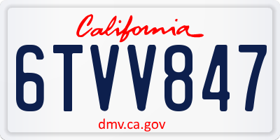 CA license plate 6TVV847