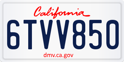 CA license plate 6TVV850