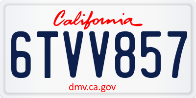 CA license plate 6TVV857