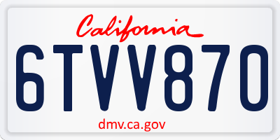 CA license plate 6TVV870
