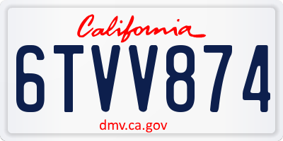 CA license plate 6TVV874