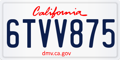 CA license plate 6TVV875