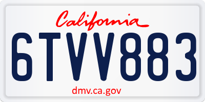 CA license plate 6TVV883