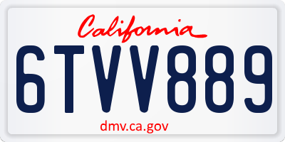 CA license plate 6TVV889