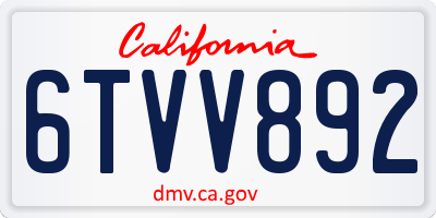 CA license plate 6TVV892