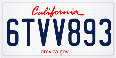 CA license plate 6TVV893