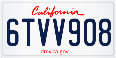 CA license plate 6TVV908