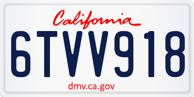 CA license plate 6TVV918