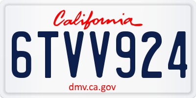CA license plate 6TVV924