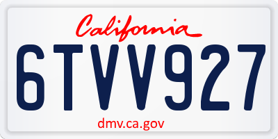 CA license plate 6TVV927