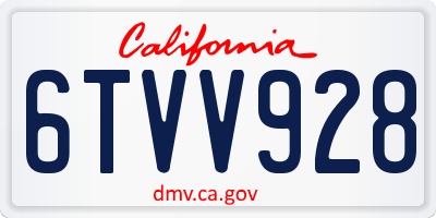 CA license plate 6TVV928