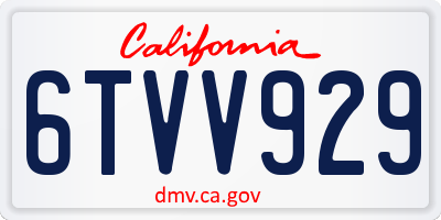 CA license plate 6TVV929