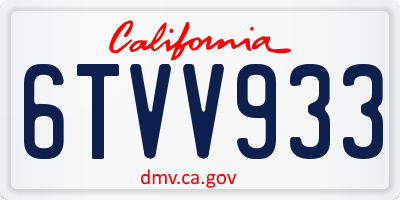 CA license plate 6TVV933