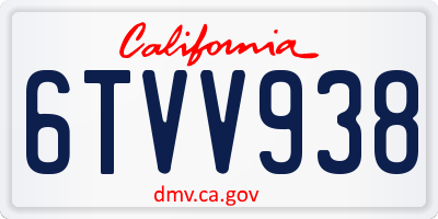 CA license plate 6TVV938