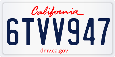CA license plate 6TVV947