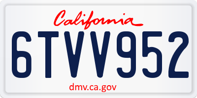 CA license plate 6TVV952
